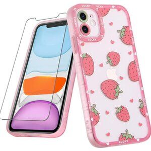 ***NEW Cute Clear iPhone Case - Pink Design with Strawberry Pattern | iPhone 11